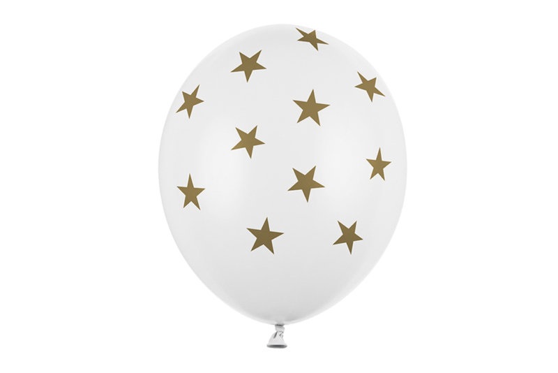 Beli balon sa zlatnim zvezdicama - 28cm