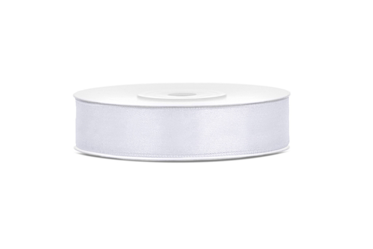 Satenska traka Bela - 12mm/25m
