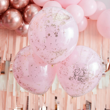 Roze balon u balonu sa rose gold konfeticama - 46cm