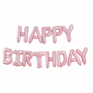 roze slova happy birthday baloni