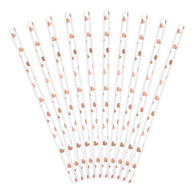 Slamčice rose gold srca - 10 kom