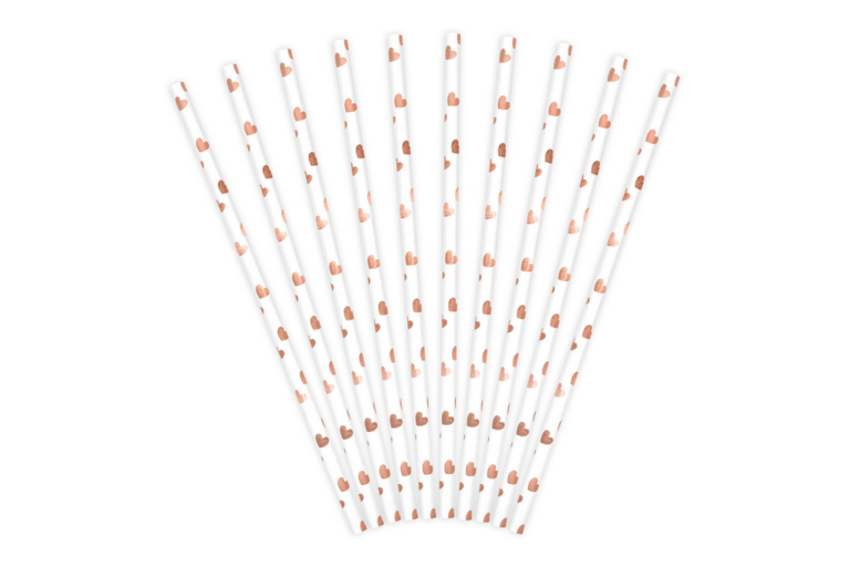 Slamčice rose gold srca - 10 kom