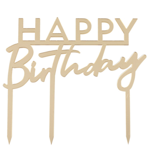 zlatni toper happy birthday akril