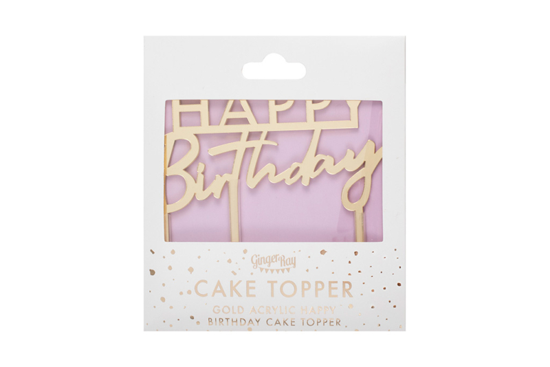 zlatni toper happy birthday akril pakovanje