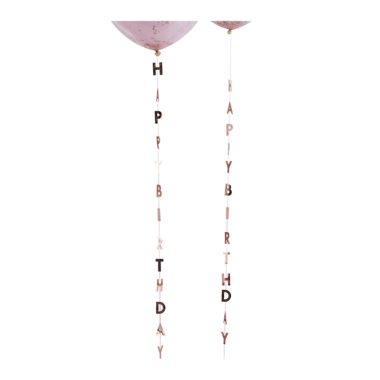 Traka za balone rose gold Happy Birthday 1m - 5kom