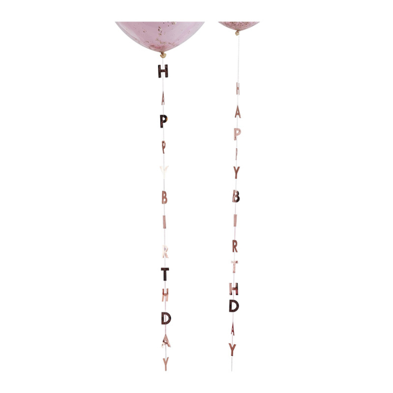 Traka za balone rose gold Happy Birthday 1m - 5kom