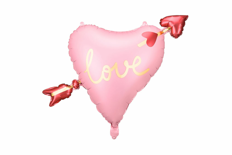 love roze srce sa strelom balon