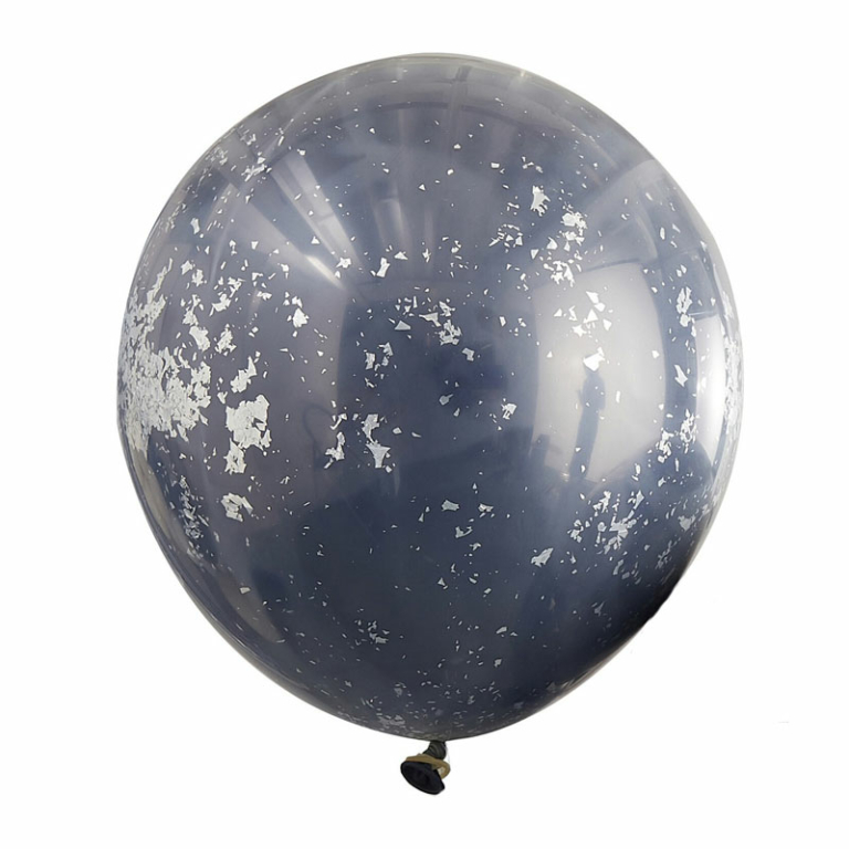Plavi balon u balonu sa srebrnim konfeticama 42cm - 1 kom