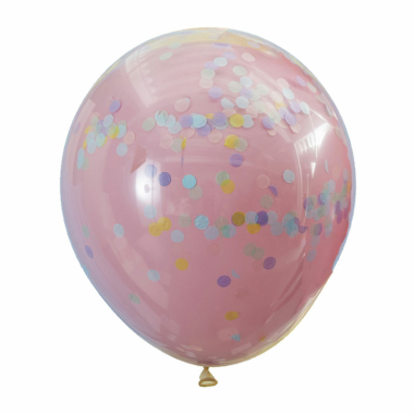 Roze balon u balonu sa šarenim konfeticama 42cm - 1 kom