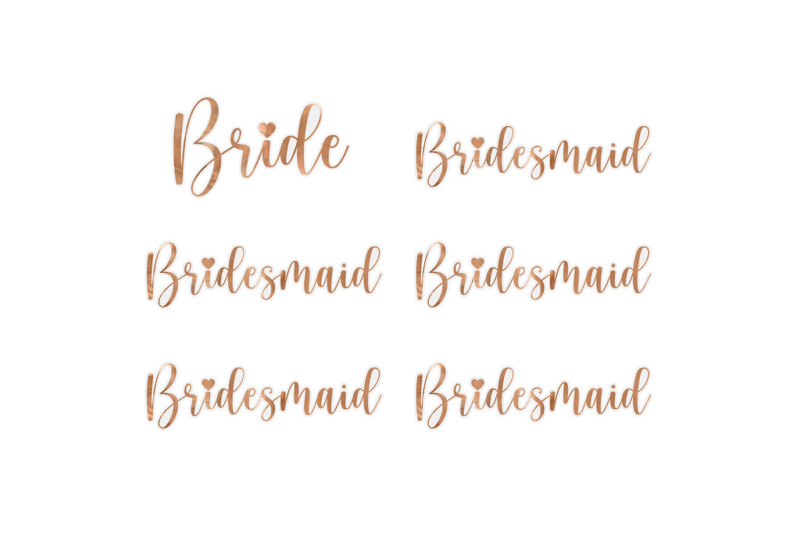 Nalepnice Bride / Bridesmaid 10cm - 6 kom