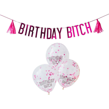 Set Birthday Bitch - baner i baloni