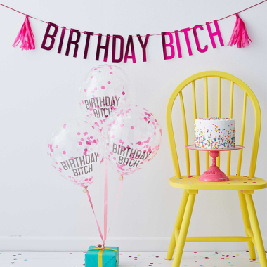 Set Birthday Bitch - baner i baloni