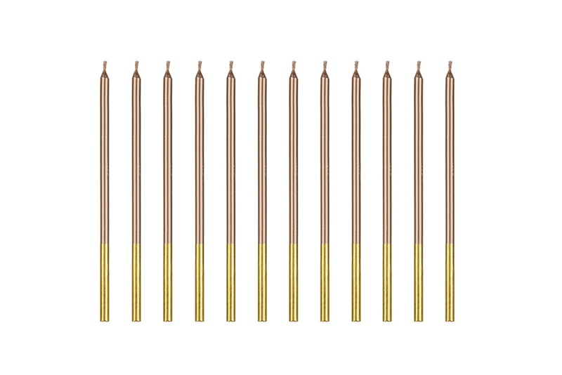Rođendanske svećice Rose gold 14cm - 12 kom