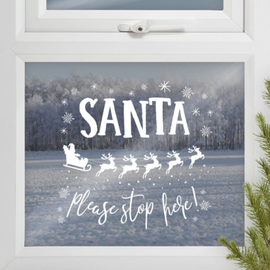 Stikeri za prozor - Santa please stop here!