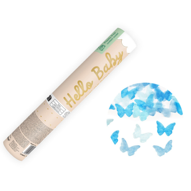 Top konfete Hello baby - Girl or boy? plavi leptirići - 20cm