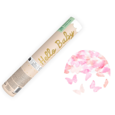 Top konfete Hello baby - Girl or boy? roze leptirići - 20cm