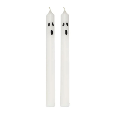 Sveća Bela sa licem duha 24cm - 2 kom