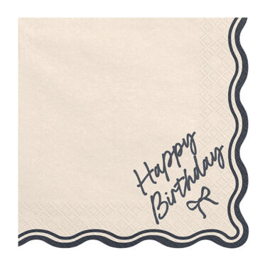 Salvete Happy Birthday crna mašnica 33cm - 12 kom