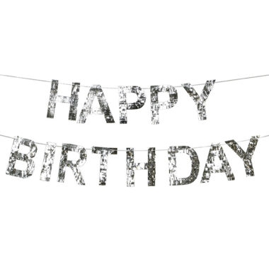 Baner Happy Birthday srebrni - 2.2m