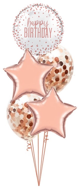 Rose gold rođendanski buket sa zvezdama