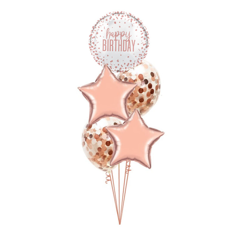 rose gold rodjendanski buket sa zvezdama